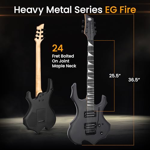 Black Matte Electric Guitar with Amplifier Kit S597056