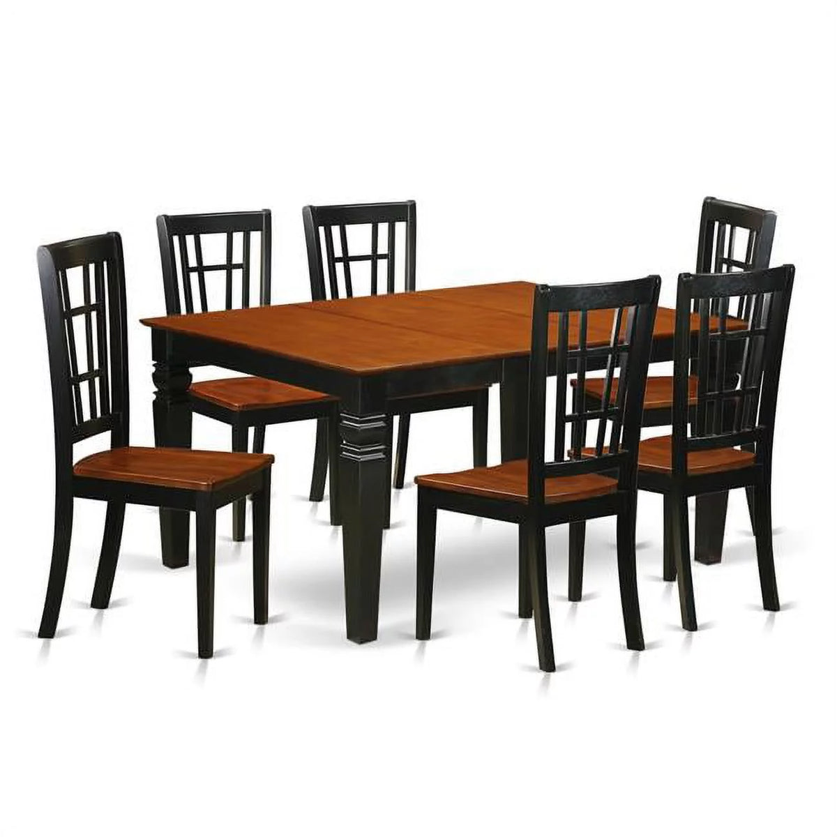 Black 7 Piece Wood Dining Table and Chairs X914050