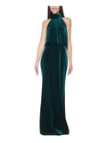 Velvet Mock Neck Evening Dress V6404