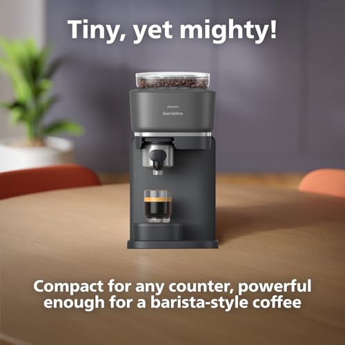Compact Espresso Machine with Automatic Grinder, 16 Bar Pump Pressure, Black E266