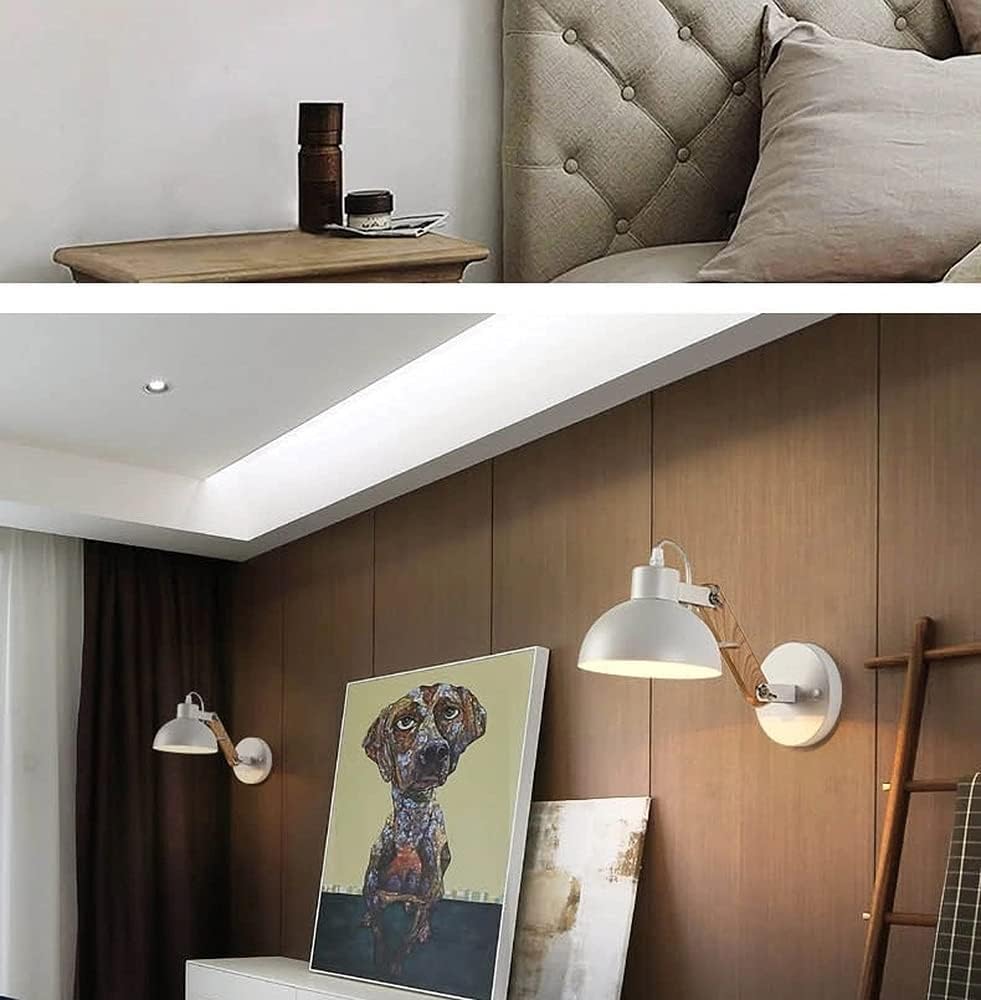 Solid Wood Metal Wall Lamp White C4871