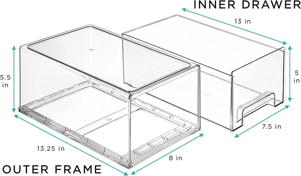 Clear Stackable Pull Out Organizer Bins (2 Pack | Large) R216168