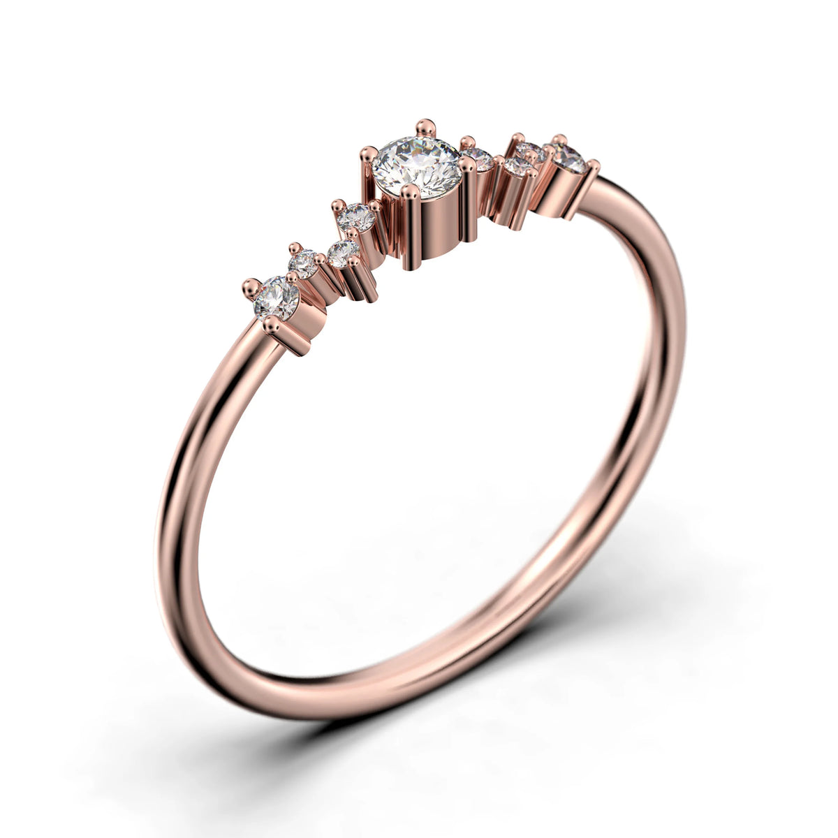 0.60 Carat Round Cut Diamond Moissanite Engagement Ring in 10k Solid Rose Gold J98673
