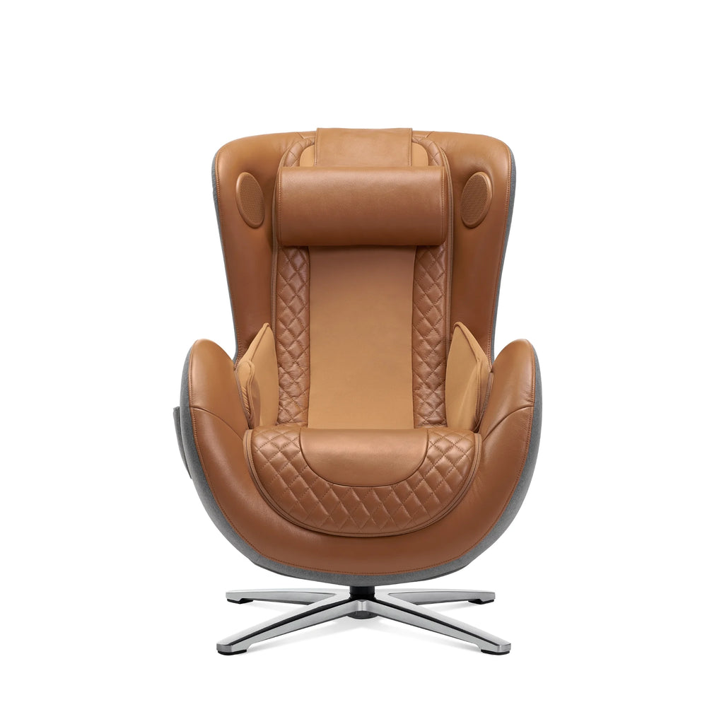 Genuine Leather Massage Chair with Ottoman W350548