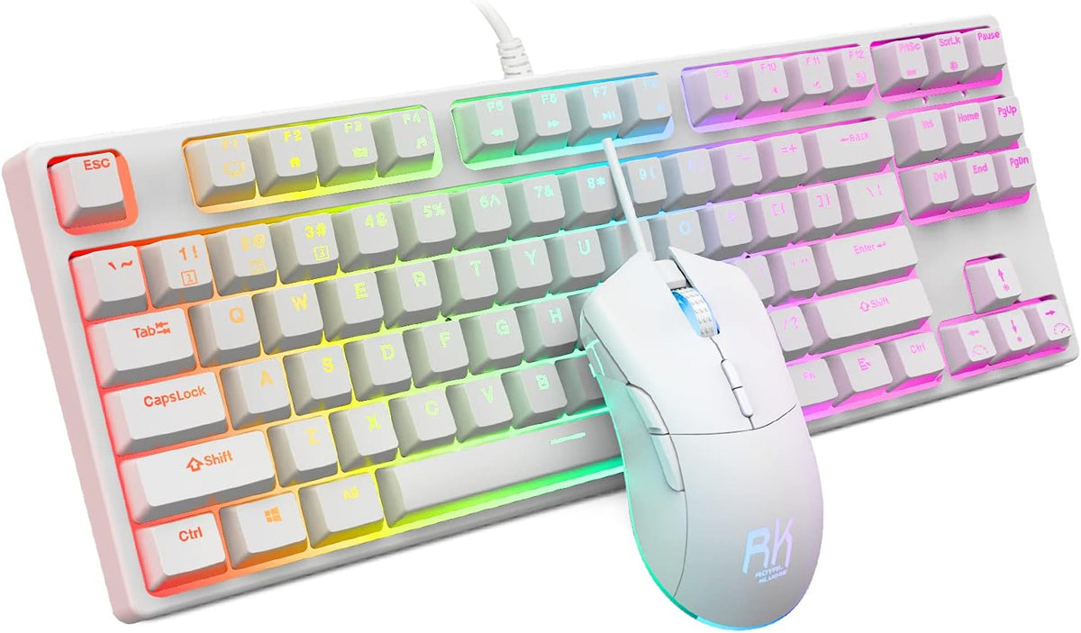 RGB 60% Mechanical Keyboard and Mouse Combo, 87 Keys, Blue Switch, Black Set, Pack of 2 W454
