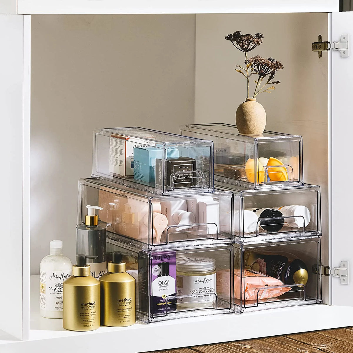 Clear Stackable Pull Out Organizer Bins (2 Pack | Large) R216168