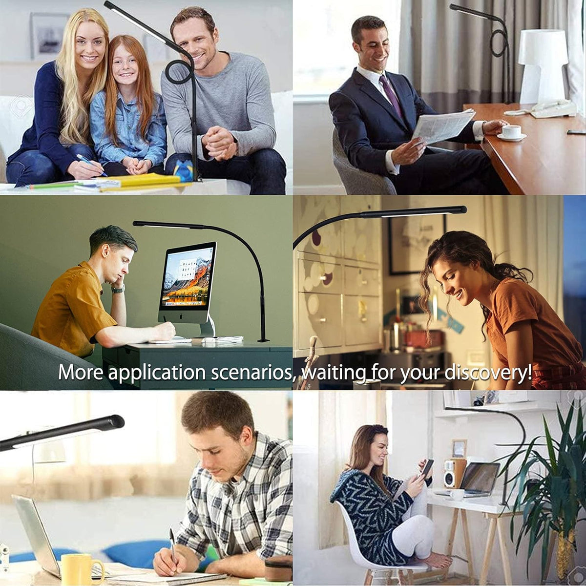 Black Swing Arm LED Desk Lamp with Remote Control W628