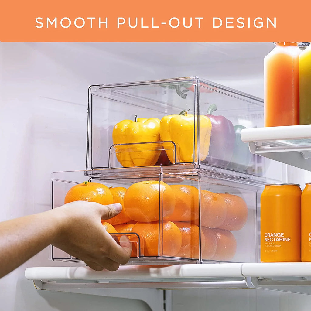 Clear Stackable Pull Out Organizer Bins (2 Pack | Large) R216168