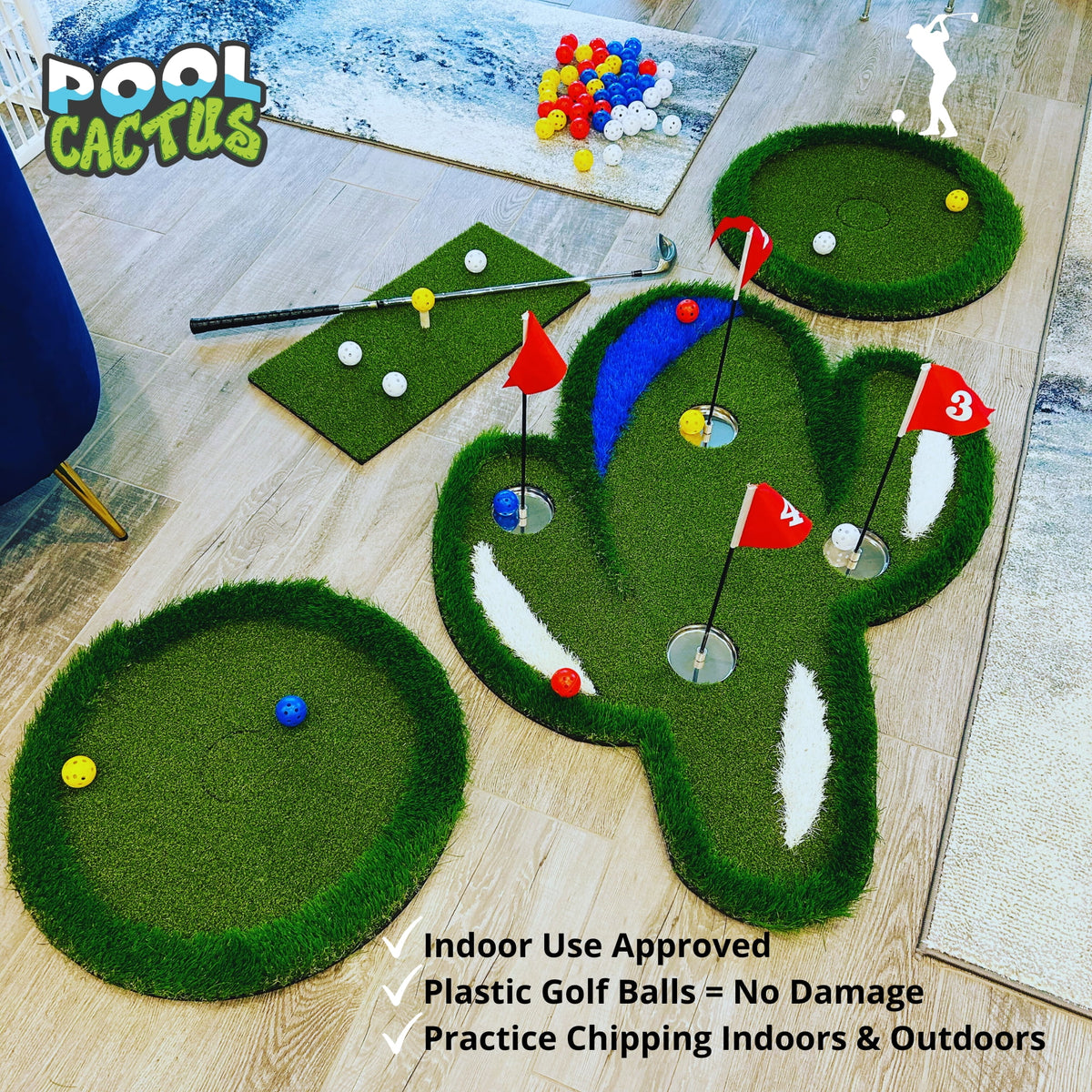 Floating Golf Green with 60 Multi Colored Floating Golf Balls E582991
