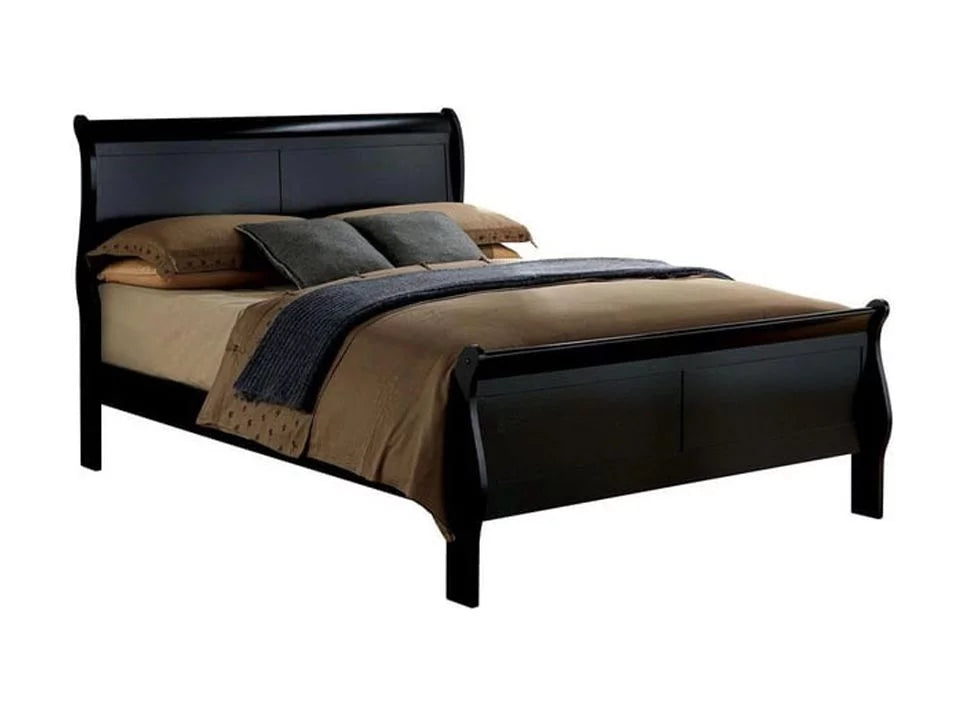Black Eastern King Size Solidwood Sleigh Bed C7067