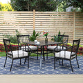 5-Piece Outdoor Dining Set with Cushioned Armchairs & Square Table O631