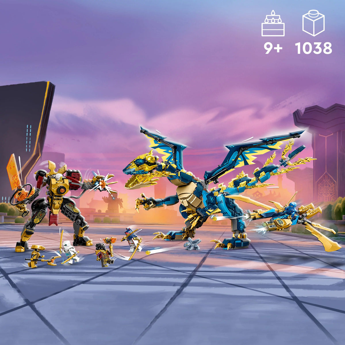 LEGO Building Toy Set with Dragon, Mech, Ninja Flyer and 6 Minifigures X143987