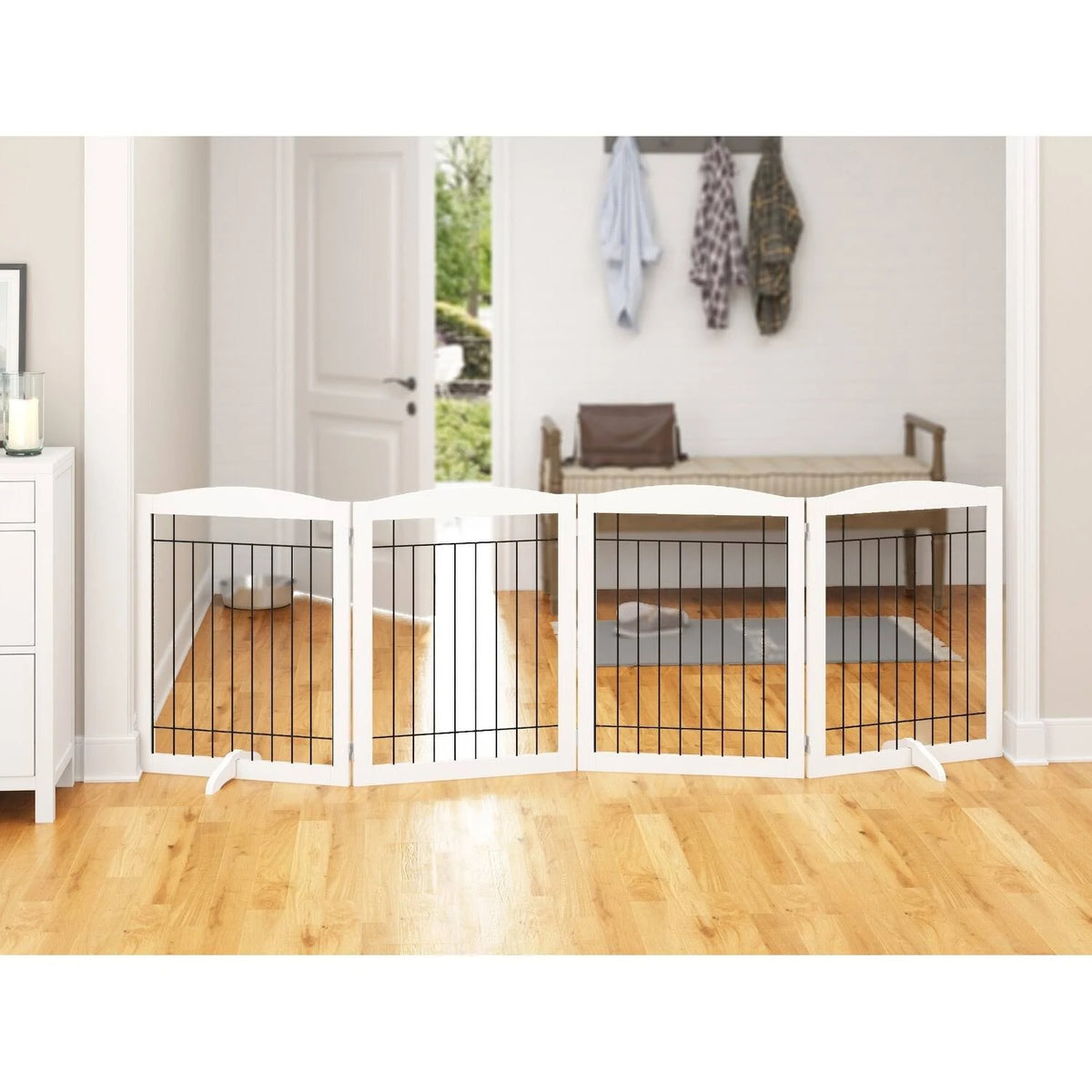 96-Inch Extra Wide Freestanding Foldable Wire Pet Gate T3140