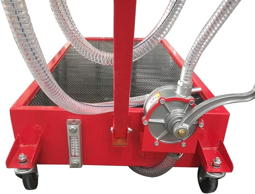 Red 20 Gallon Oil Drain Pan with Pump and 8' Hose N87485