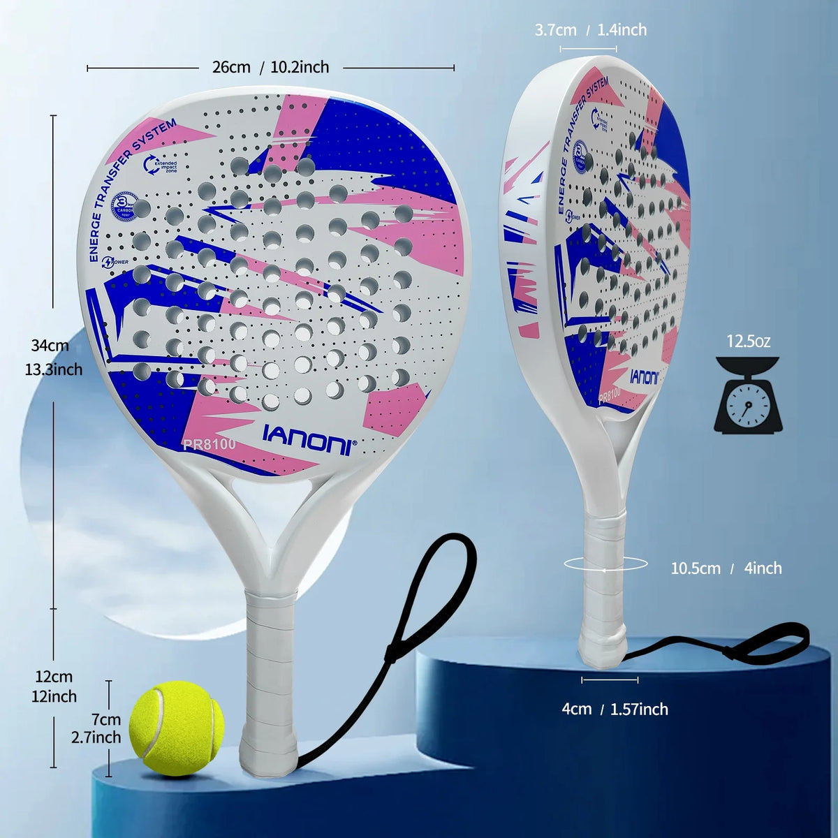 Carbon Fiber Paddle Tennis Racket with EVA Foam Core I790775