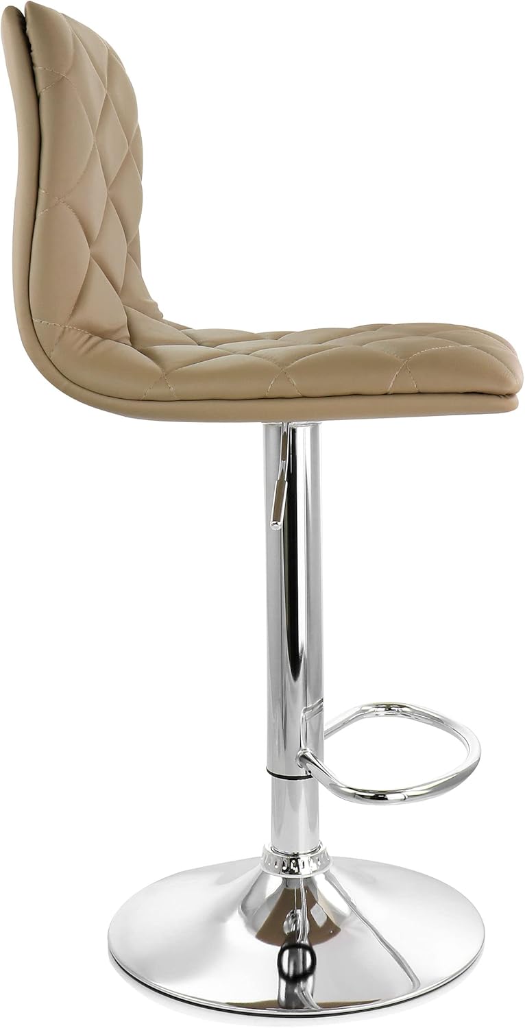 2 Piece Adjustable Faux Leather Bar Stool in Camel with Chrome Base F77883