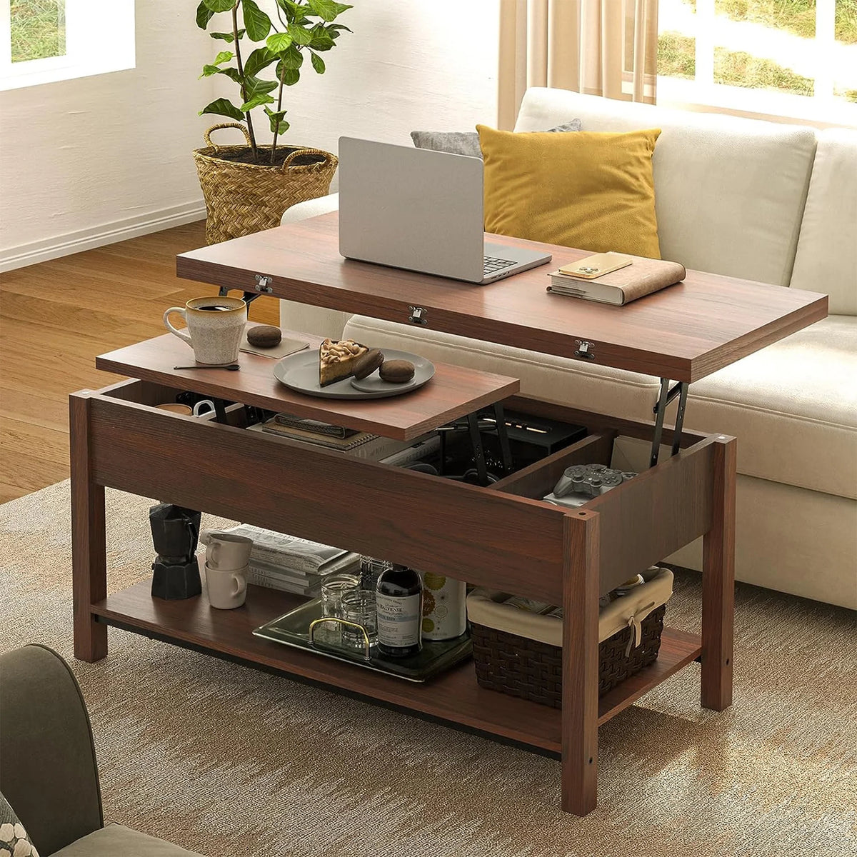 4-in-1 Lift Top Convertible Coffee Table with Storage B807