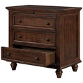 3-Drawer Wooden Nightstand with Pull-Out Tray (Blue) W757