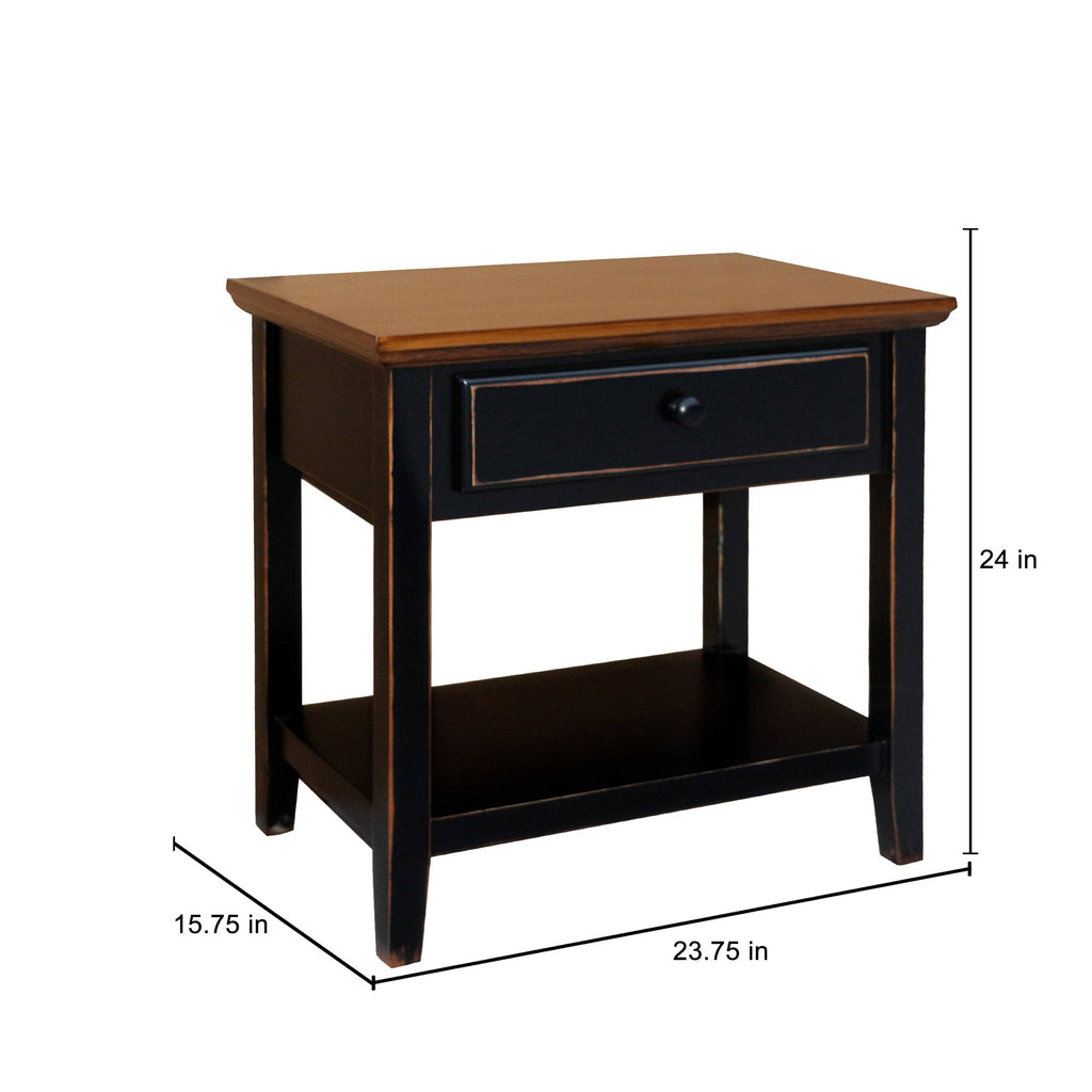White Wood Side Table with Drawer L21405