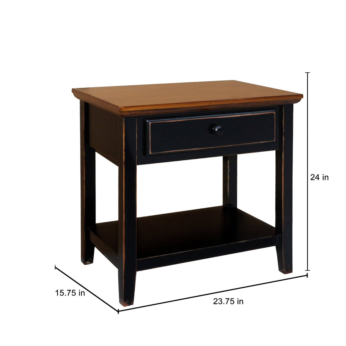 White Wood Side Table with Drawer L21405