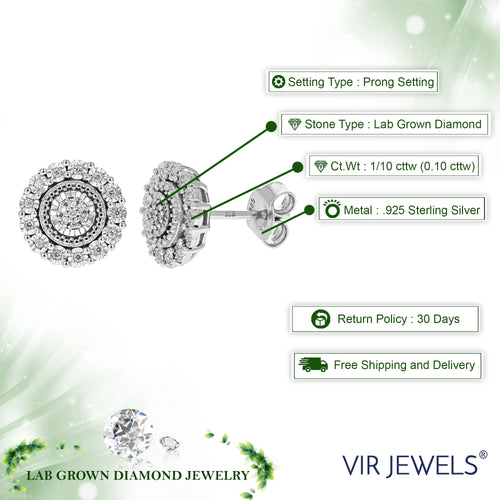 1/10 CTTW Lab Grown Diamond Stud Earrings in .925 Sterling Silver A34756
