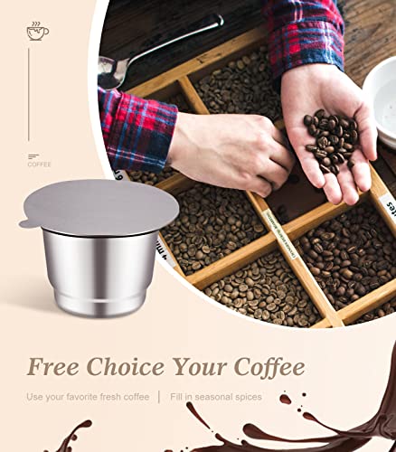 Stainless Steel Reusable Coffee Capsules, 2 Pods with 100 Lids and Spoon H30065