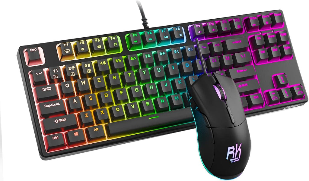 RGB 60% Mechanical Keyboard and Mouse Combo, 87 Keys, Blue Switch, Black Set, Pack of 2 W454