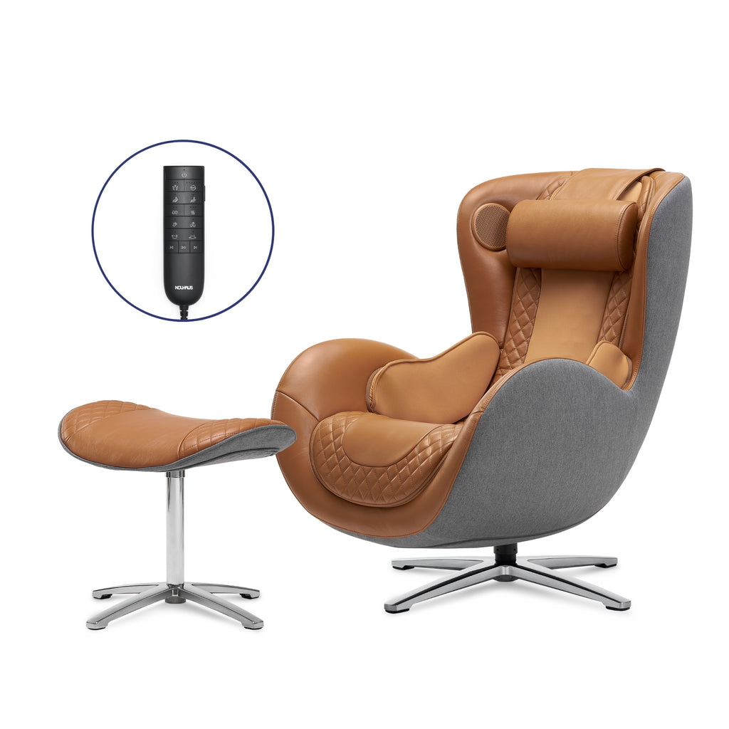 Genuine Leather Massage Chair with Ottoman W350548