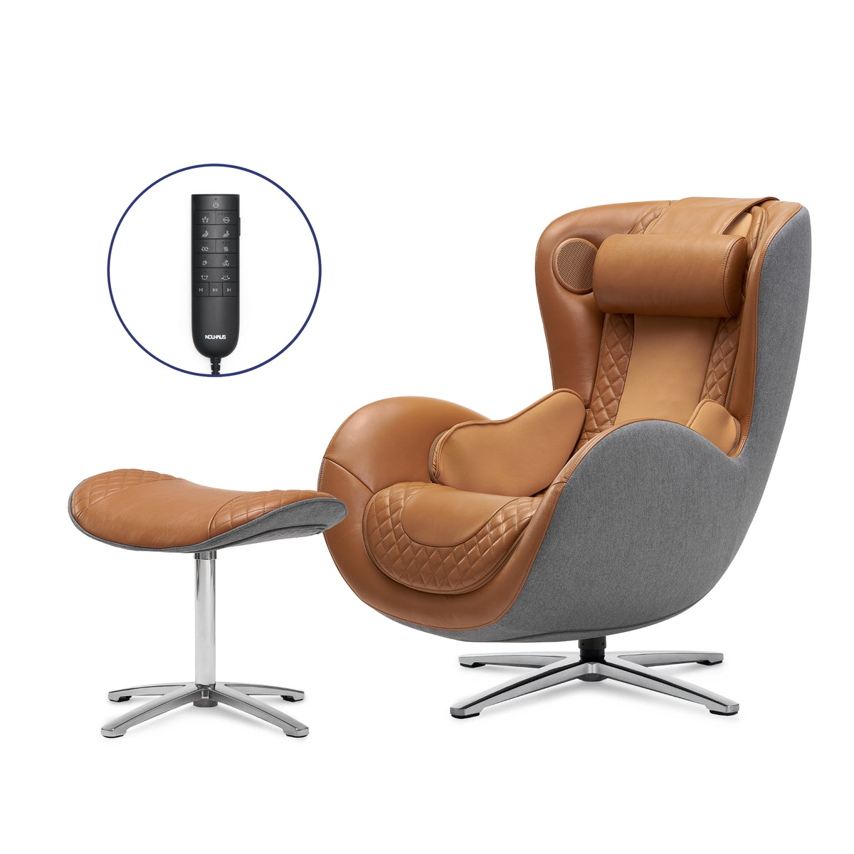 Genuine Leather Massage Chair with Ottoman W350548