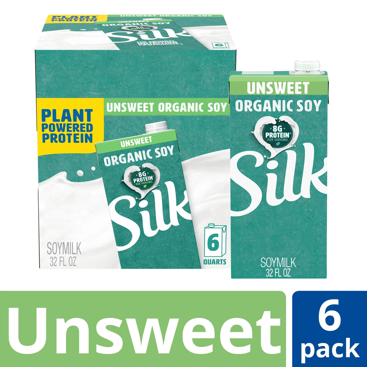 Organic Unsweetened Soy Milk 32 Fl Oz (Pack Of 6) G9708