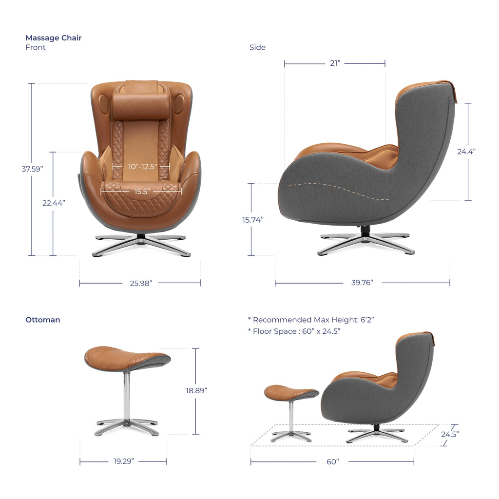 Genuine Leather Massage Chair with Ottoman W350548