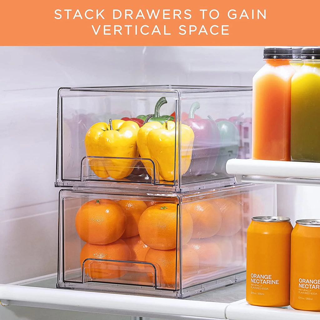 Clear Stackable Pull Out Organizer Bins (2 Pack | Large) R216168