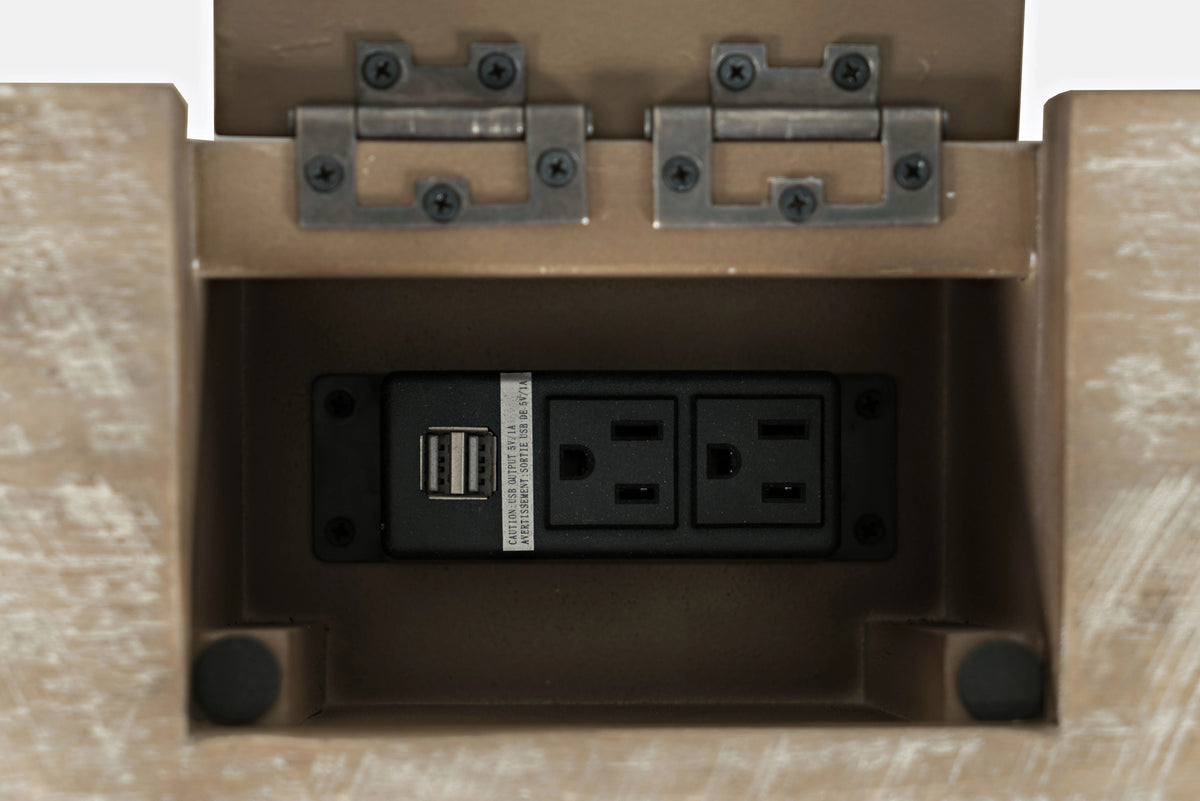 Distressed Acacia USB Charging Desk W396