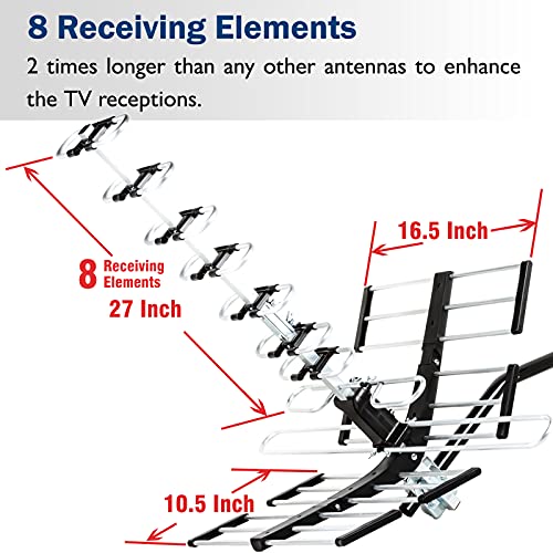 Outdoor HDTV Antenna Long Range Digital OTA Antenna for 4K 1080P VHF UHF O9222