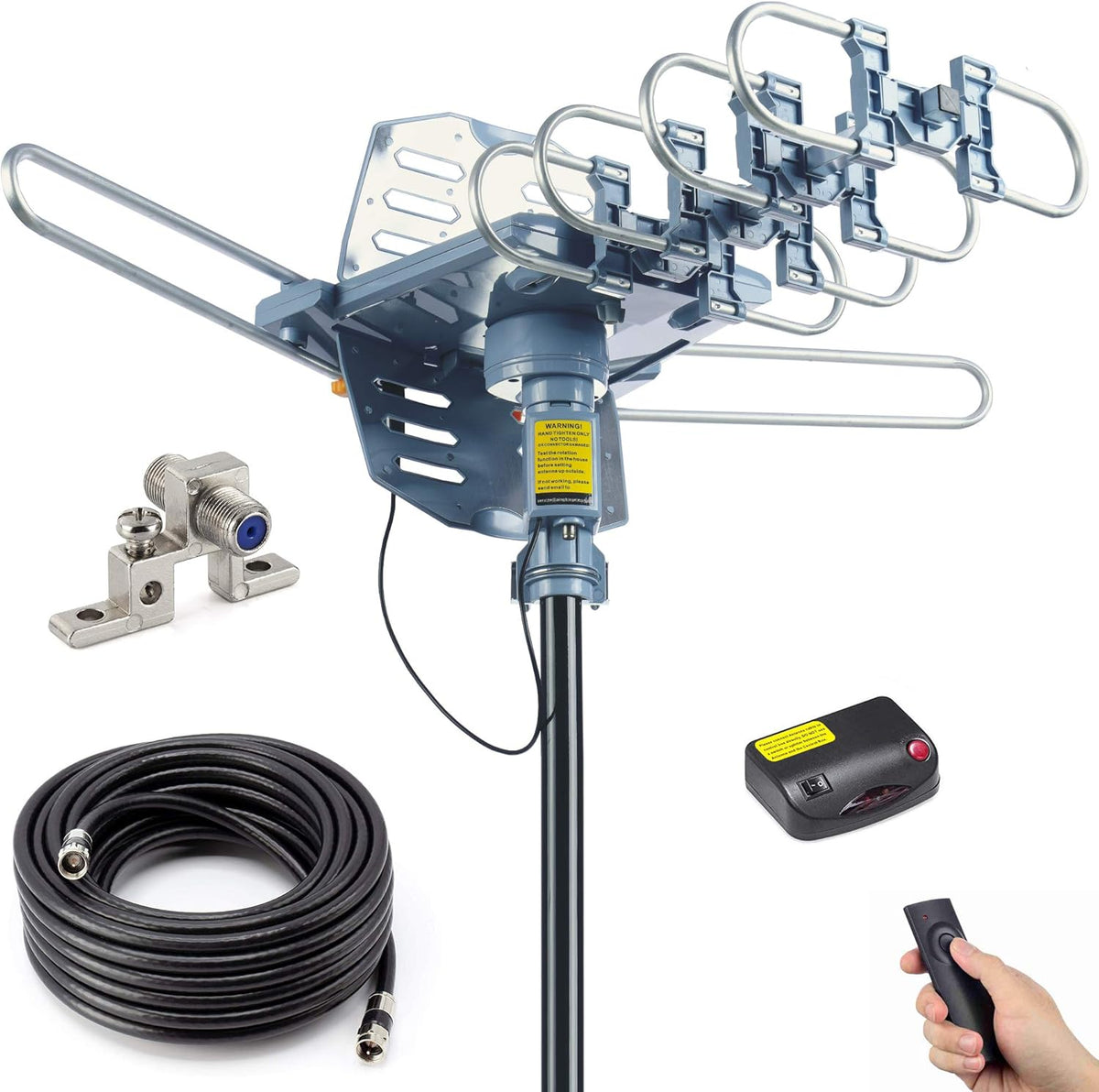 Outdoor Digital Amplified HDTV Antenna, 150 Mile 360 Degree Rotation V799