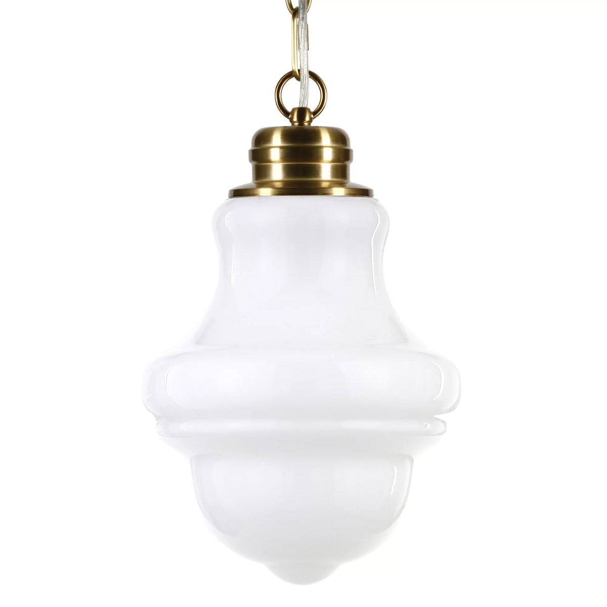 1-Light Brass Pendant with Milk White Glass Shade N6814