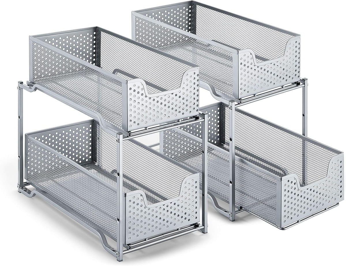 2 Tier Under Sink Cabinet Organizer with Sliding Drawer B7391