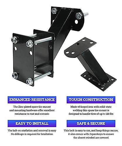 Black Side Mount Spare Tire Carrier for Trailer Tongue V6512
