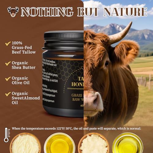 Organic Grass-Fed Beef Tallow Balm with Raw Wild Honey (120g) R927