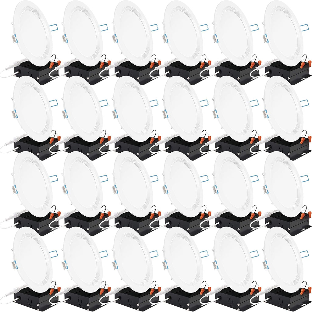 24 Pack 6 Inch Ultra Thin LED Recessed Ceiling Lights, 3000K Warm White, Dimmable 14W, Canless Wafer Thin with Junction Box X39266