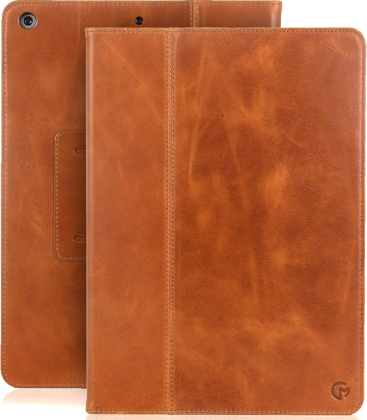 Tan Real Leather iPad Case with Dual Stand N239