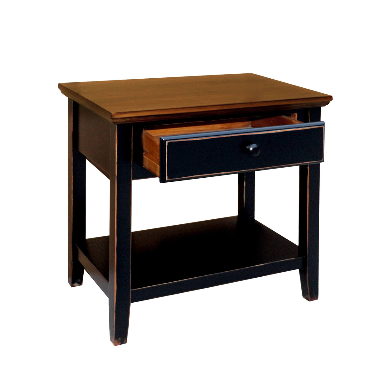 White Wood Side Table with Drawer L21405