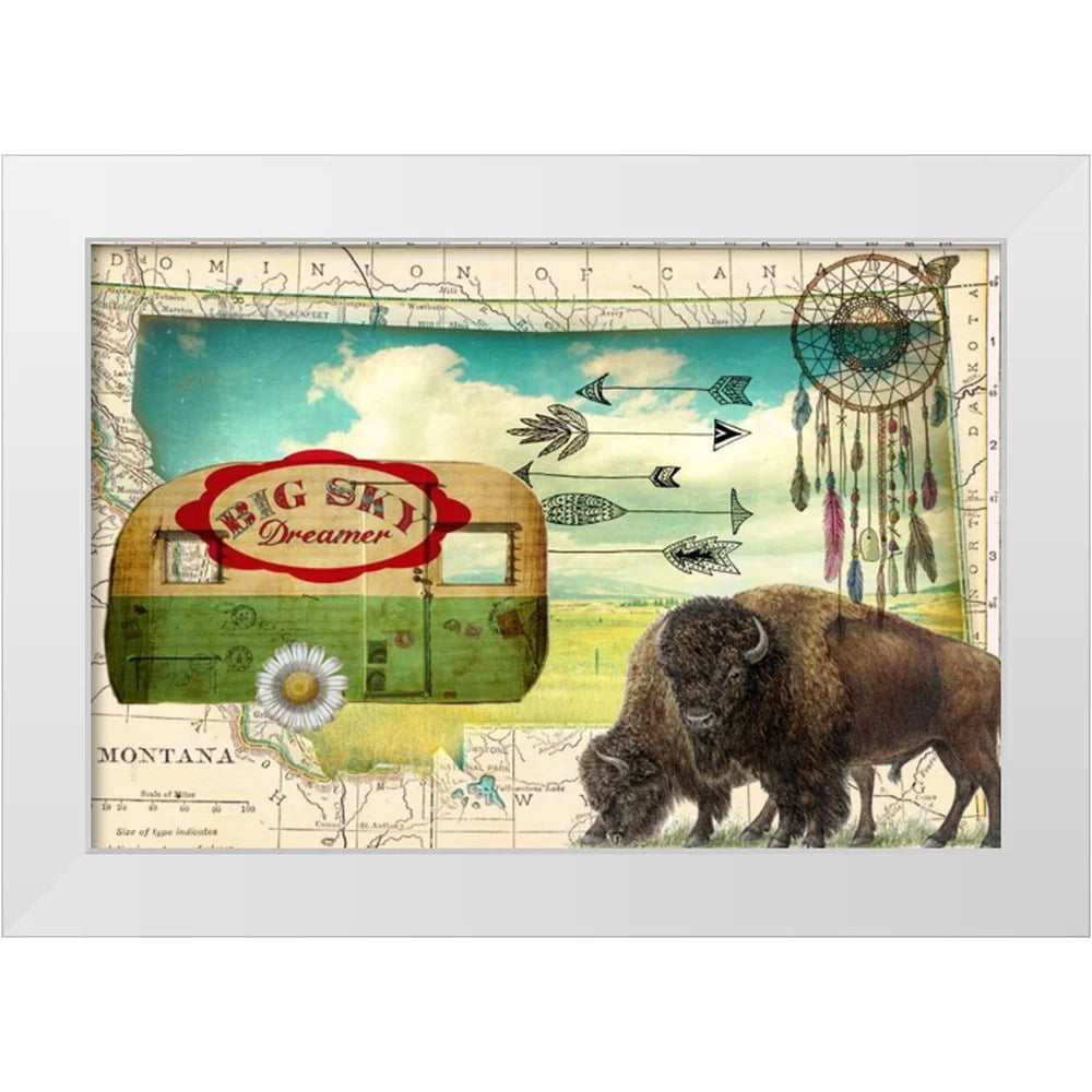White Modern Wood Framed Art Print R3807