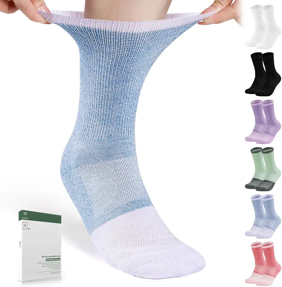 6 Pairs Non Binding Seamless Toe Diabetic Socks J119409