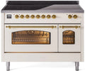 48 Induction Range with Electric Oven in Antique White with Brass Trim Z939889
