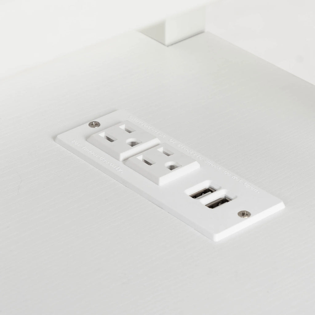 White Narrow End Table with Charging Station D13873
