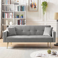 Gray Velvet Convertible Sofa Bed with 2 Pillows T86778