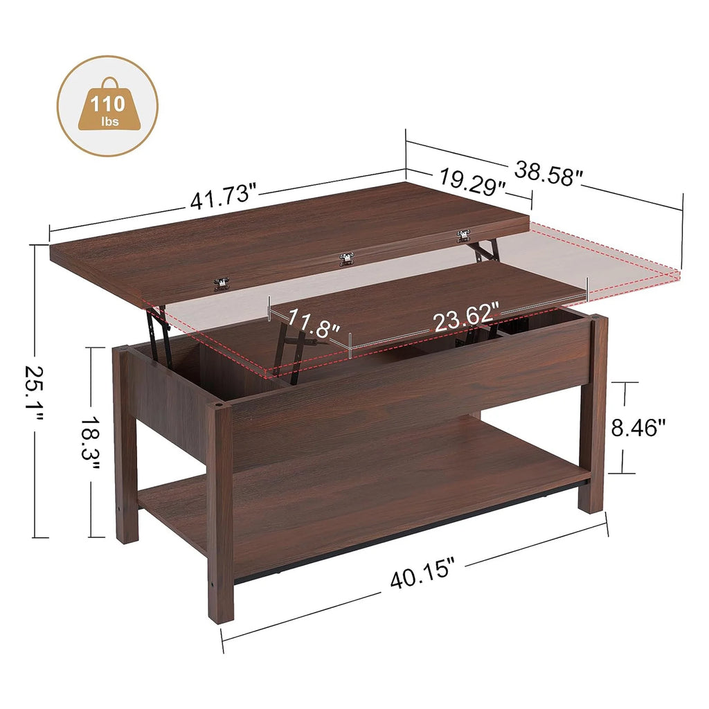 4-in-1 Lift Top Convertible Coffee Table with Storage B807