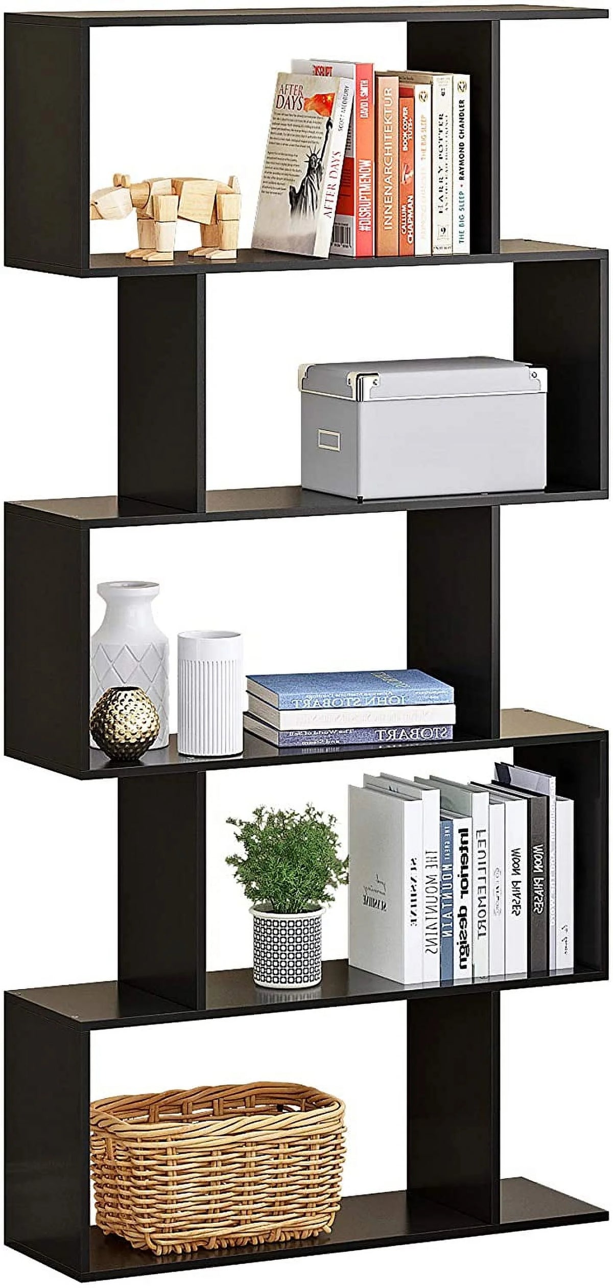 5-Tier Black Bookcase A8307