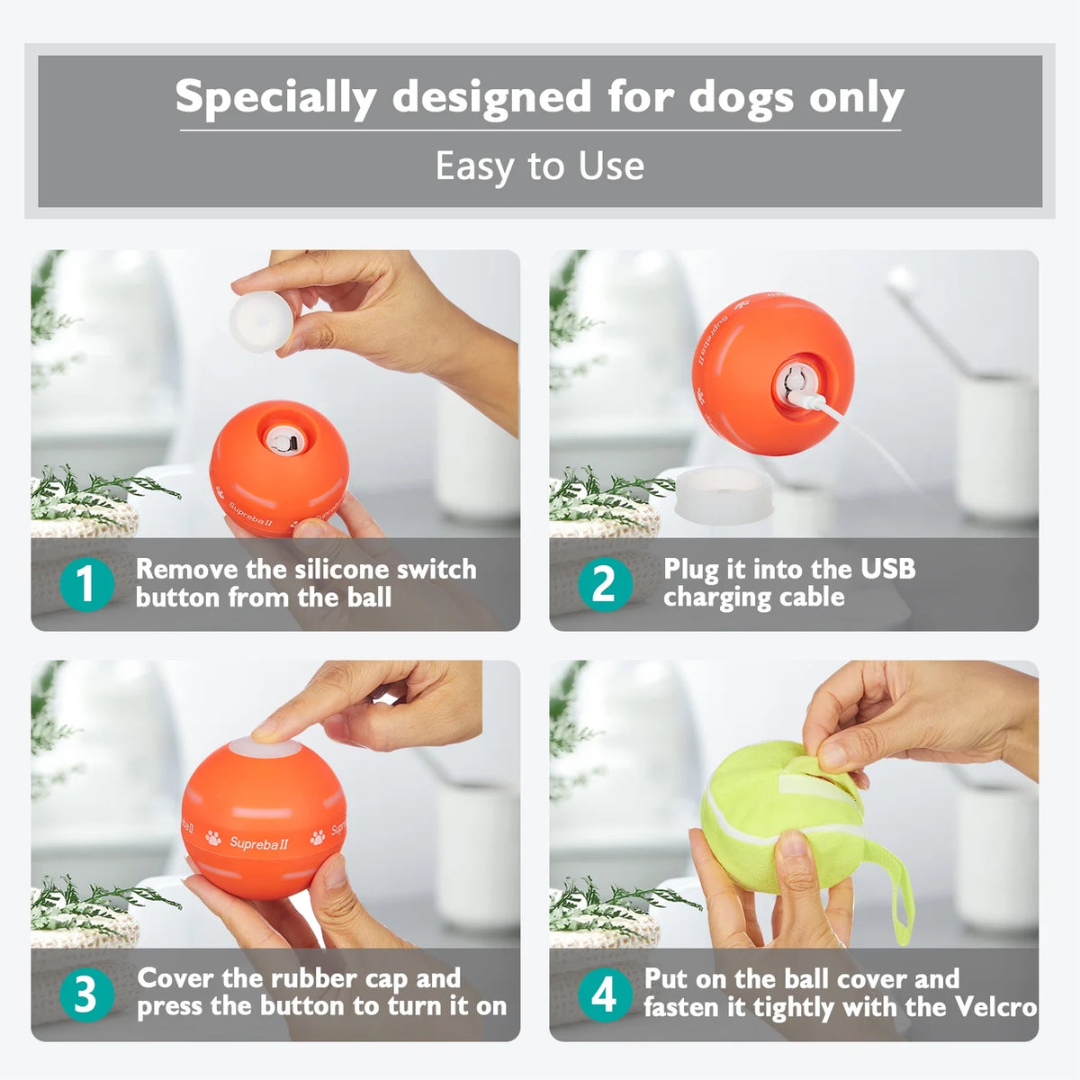 Interactive Dog Ball Toys, USB Rechargeable L54097